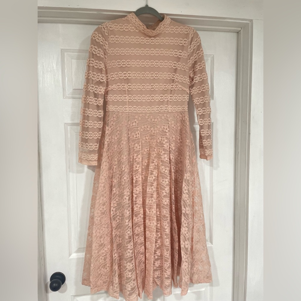 Dainty Jewells Blush Lace Long Sleeve Dress